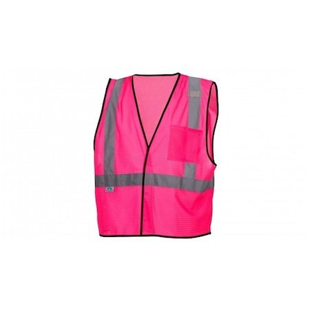 Pyramex Safety Vest, Polyester Mesh, Hi-Vis Pink, Small/Medium, 1/ EA RV1270S/M